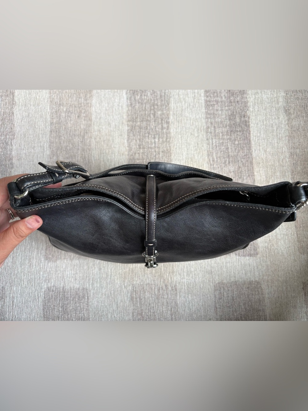 COACH Y2K Vintage Black Leather Hamilton Clip Hobo Shoulder Bag Handbag 7778 - Picture 5 of 12